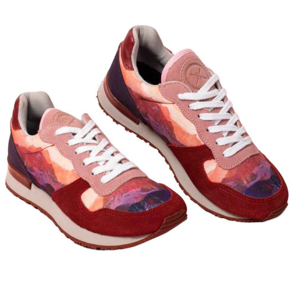 inkkas Multicolor Red Pink Patterned Women's Sneakers